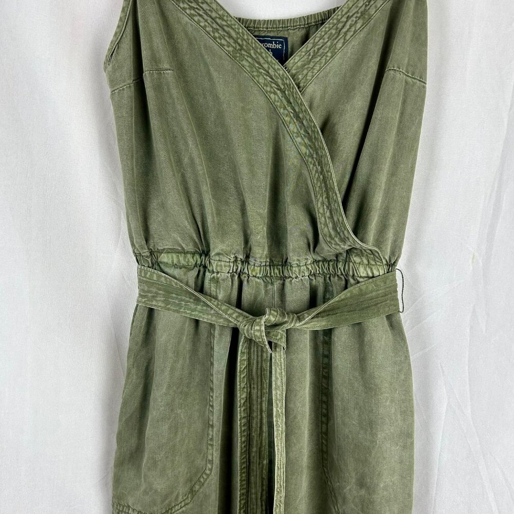 Olive V-Neck Tie-Waist Jumpsuit - Picture 6 of 14